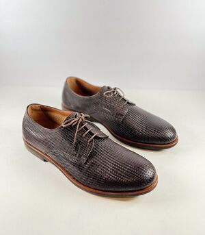 Fratelli Rossetti Men Shoes Brown Leather Basket Weave Woven Oxford Dress US 9.5